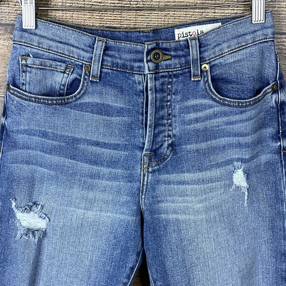 Pistola Distressed High Rise Raw Hem Blue Jeans Size 25 - Picture 2 of 9